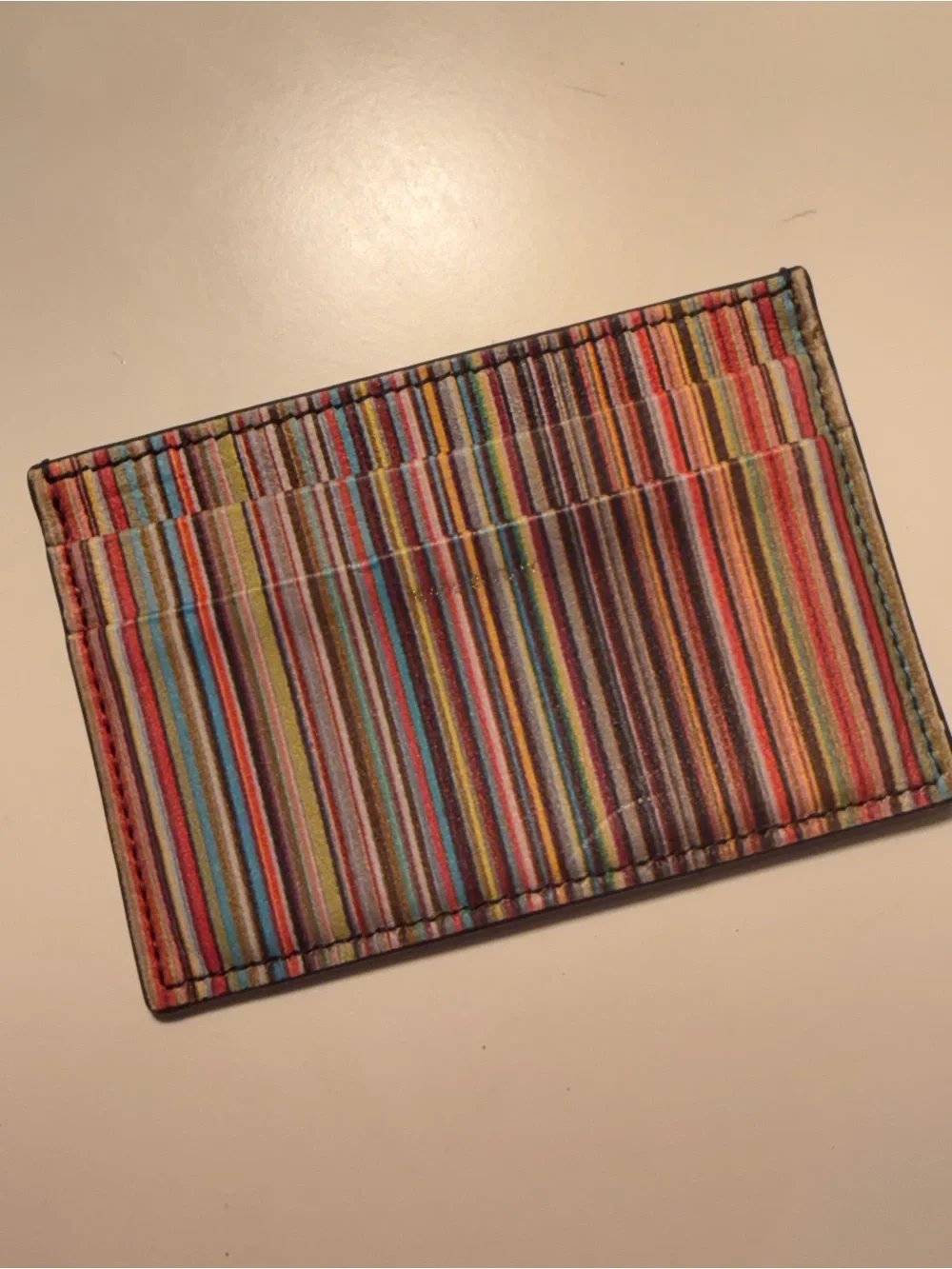 Paul Smith Rainbow Stripe Leather Card Case Wallet